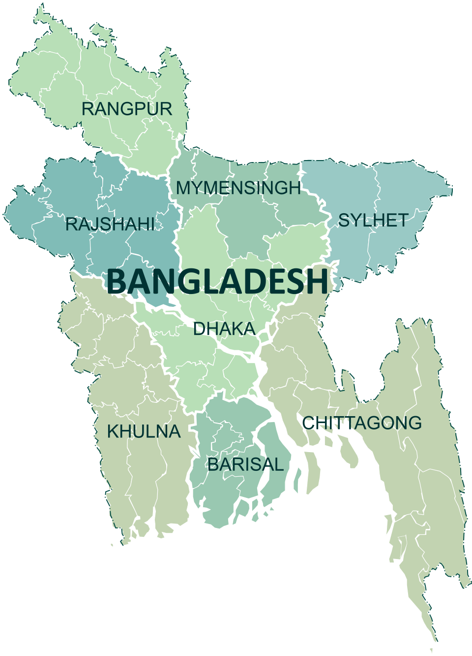বাংলাদেশের বিভাগসমূহের মানচিত্র